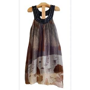 Style sparkly boho ruched beaded dress S/m